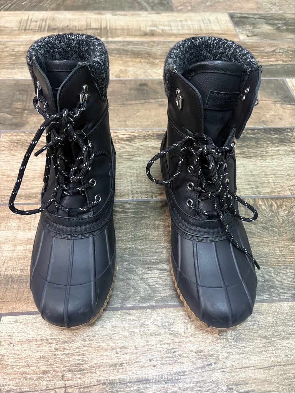 Tommy Hilfiger Black Lace-Up Waterproof Winter Boots